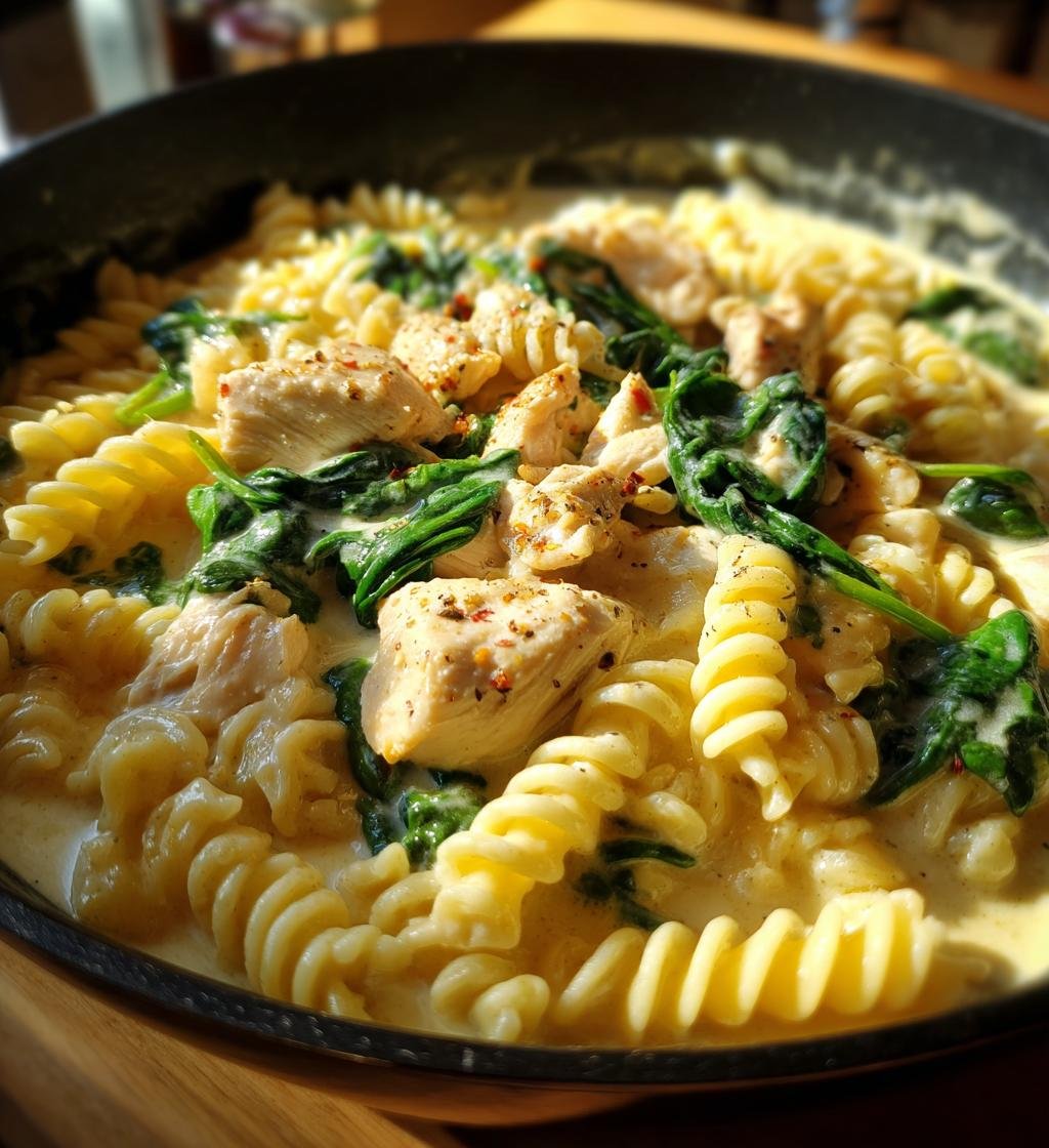 Creamy Chicken and Spinach Pasta - Easy and Delicious Weeknight Dinner